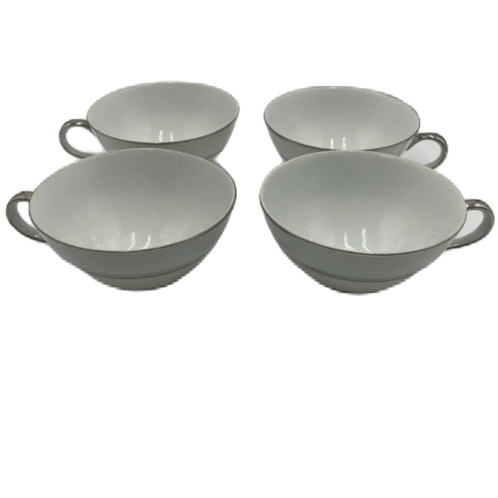 Vintage Victoria Fine China From Japan Set of 4 Tea Coffee Cups White Porcelain
